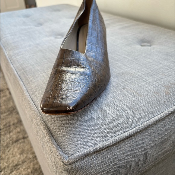 Mari Giudicelli Croc-Embossed Leather Block Heels with Wooden Heel - Size 40 - Picture 8 of 11